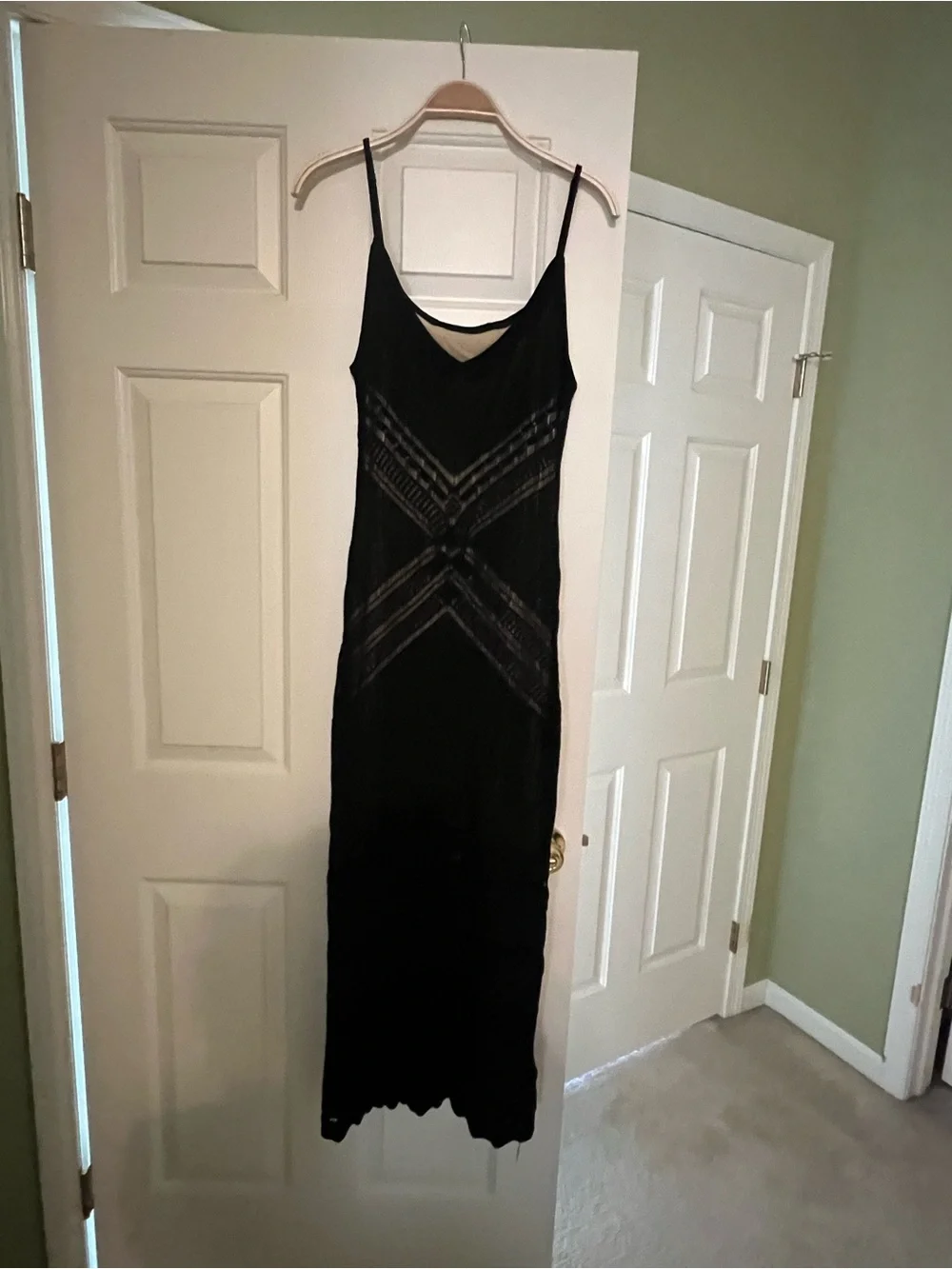 Commense Black Knit Crisscross Slip Maxi Dress
